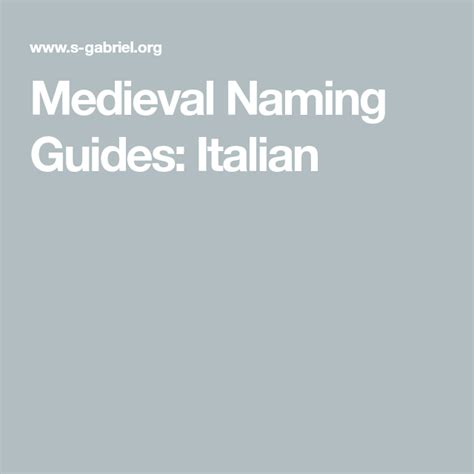 italian medieval names|Medieval Italian Submitted Names .
